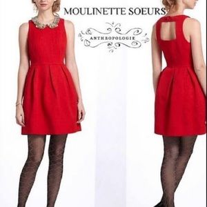 Anthropologie Moulinette Soeurs Red Brocade dress